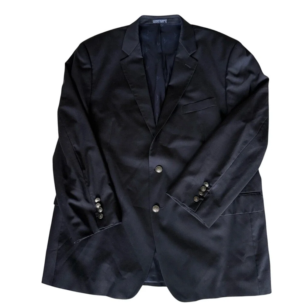 Nautica Wool 2-button Navy Blazer Anchor Nautical‎ Solver Metal Buttons 46R EUC